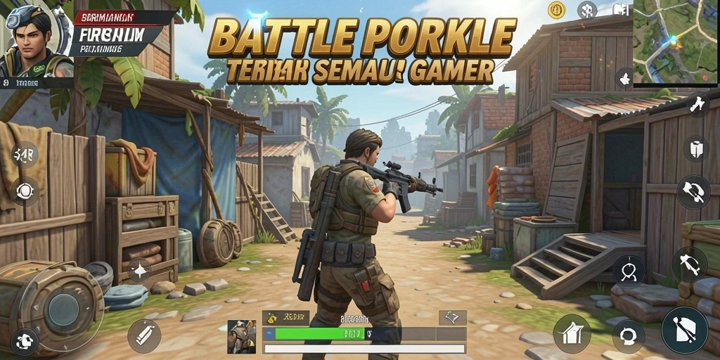 Screenshot 34R menampilkan aksi intens dalam gameplay Battle Royale.