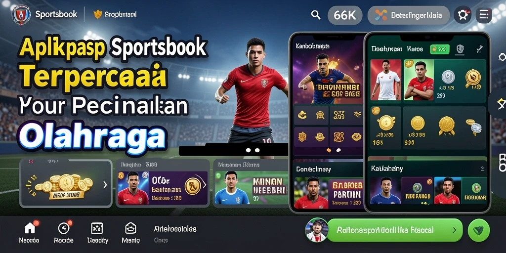 Screenshot utama 66K menampilkan antarmuka aplikasi Sportsbook yang menarik.