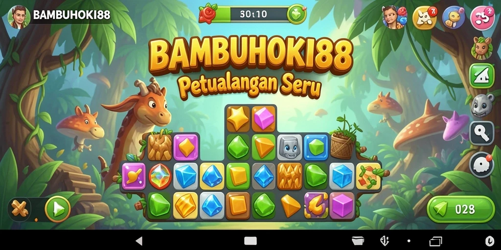 Tampilan gameplay seru di BAMBUHOKI88, cocok untuk penggemar Match-3.