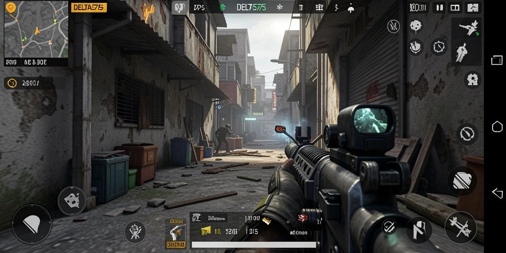 Tangkapan layar menampilkan aksi seru dalam gameplay TPS DELTA575.