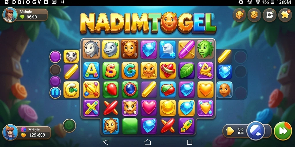 Tampilan gameplay Match-3 yang menarik dari NADIMTOGEL.