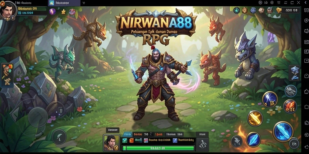 Tampilan gameplay epik dari NIRWANA88 dalam petualangan RPG.
