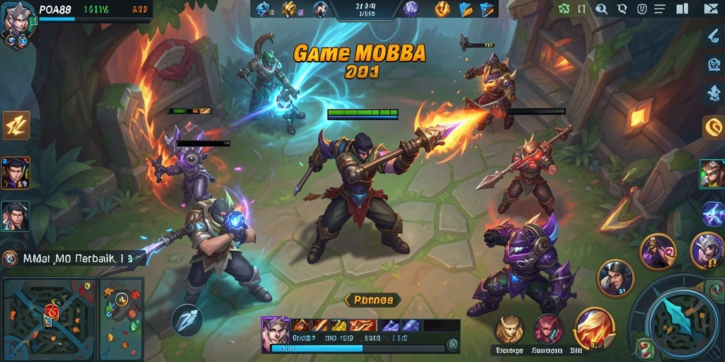 Tampilan gameplay POA88 dengan karakter MOBA dalam aksi seru.