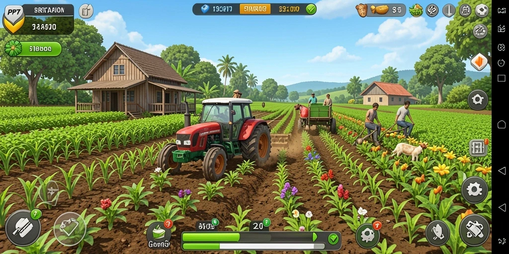Screenshot PP7 menampilkan gameplay pertanian yang menarik.