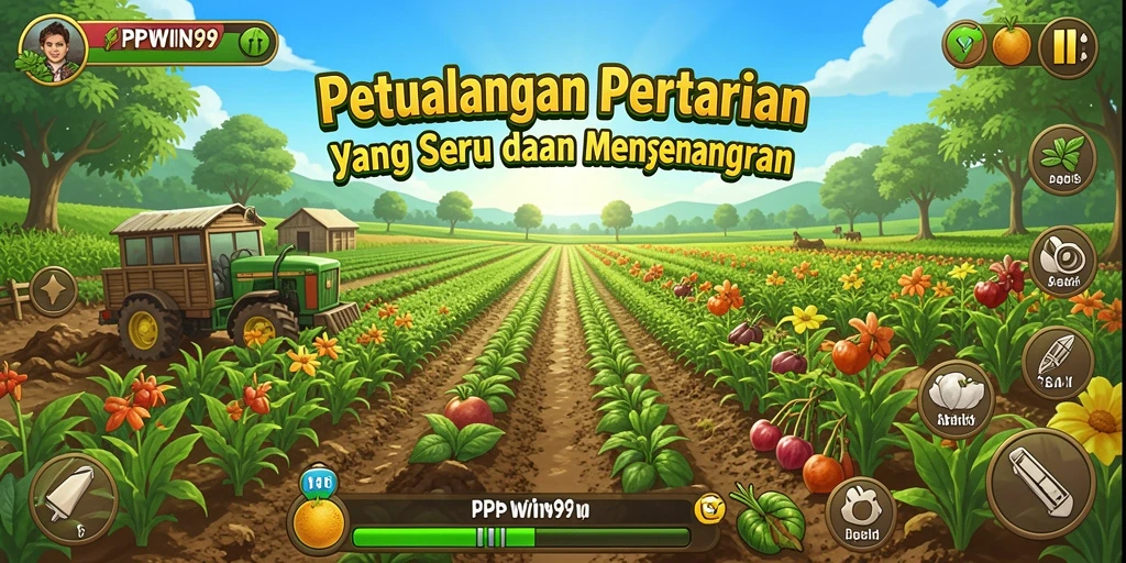 Screenshot gameplay PPWIN99 dengan berbagai aktivitas pertanian.