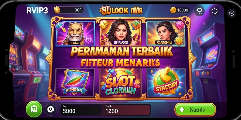 Screenshot gameplay RVIP3 yang menunjukkan gulungan Slot yang menarik.