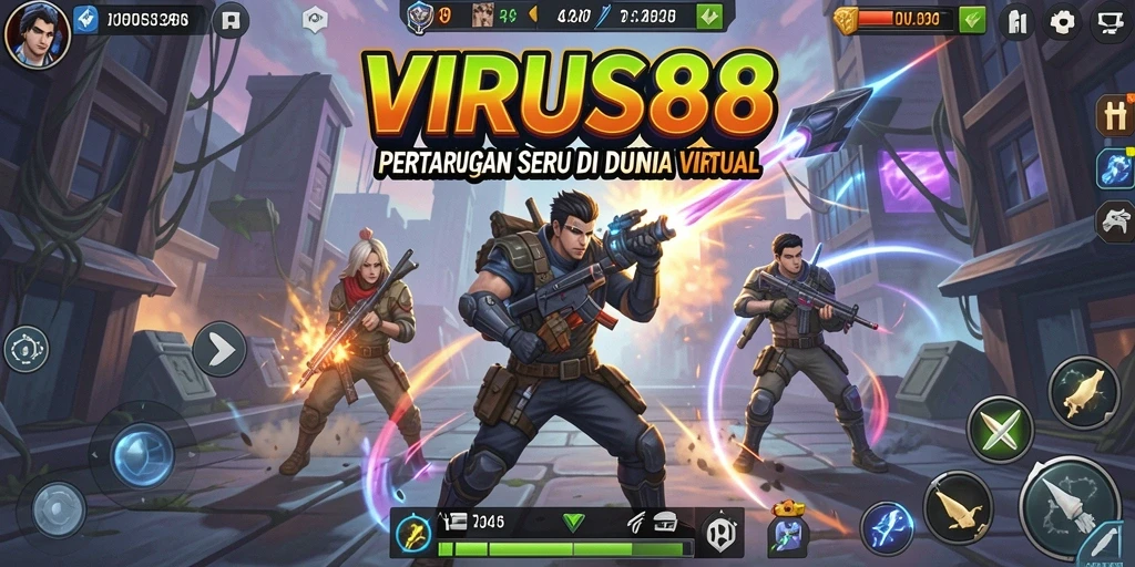 Tampilan gameplay seru dan pertarungan intens dalam VIRUS88.